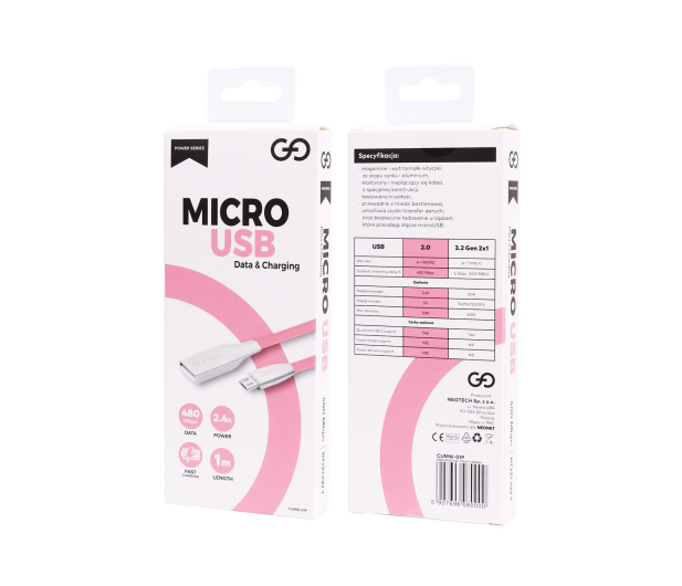 VIGGO DESIGN USB-microUSB 1m Różowy - 1457528 - zdjęcie